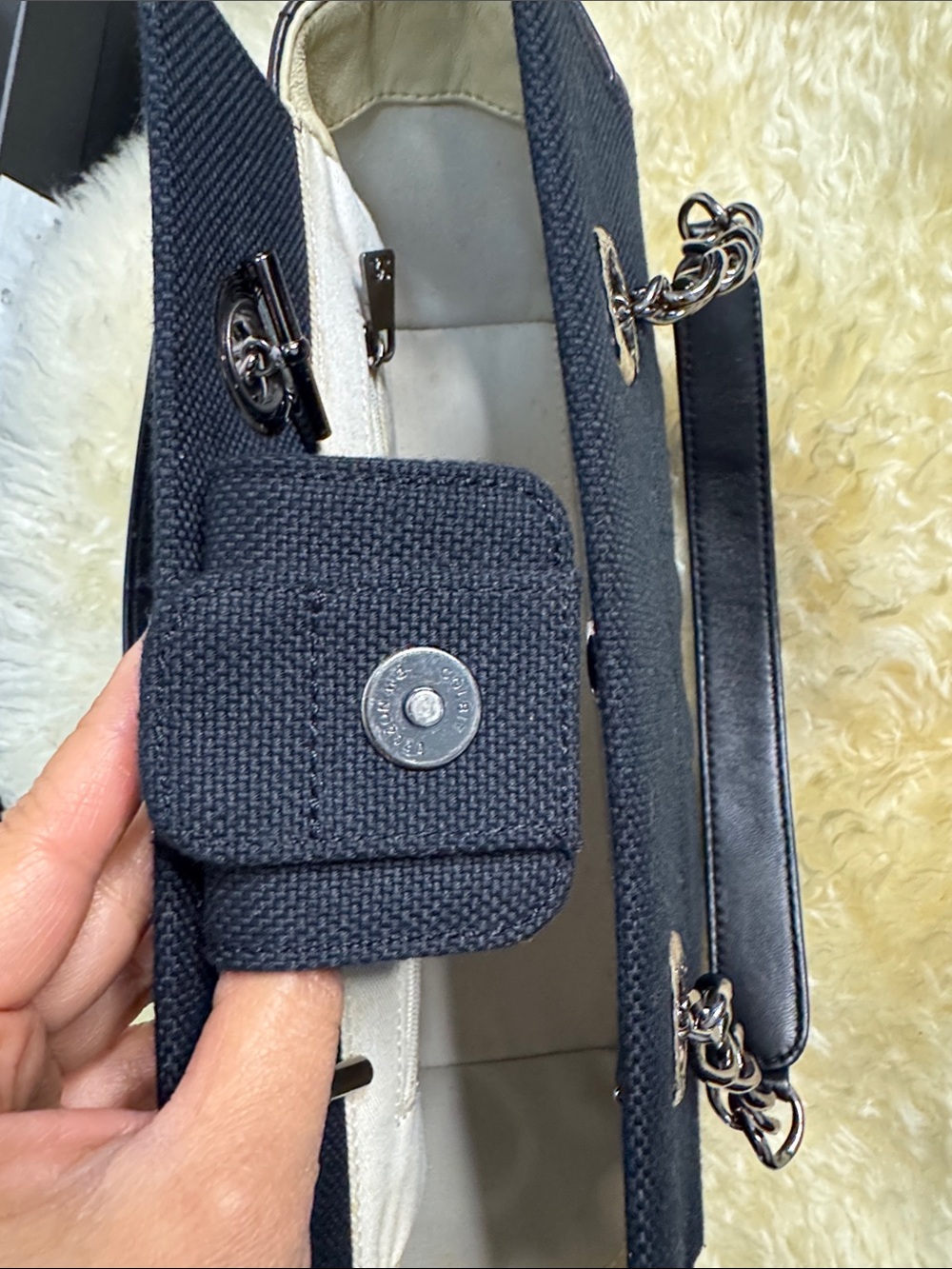 CHANEL Black Quilted Canvas and Leather Chain-Handle Shoulder Bag - Picture 10 of 12